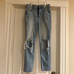 American Eagle Mom Jeans Distressed Light Blue